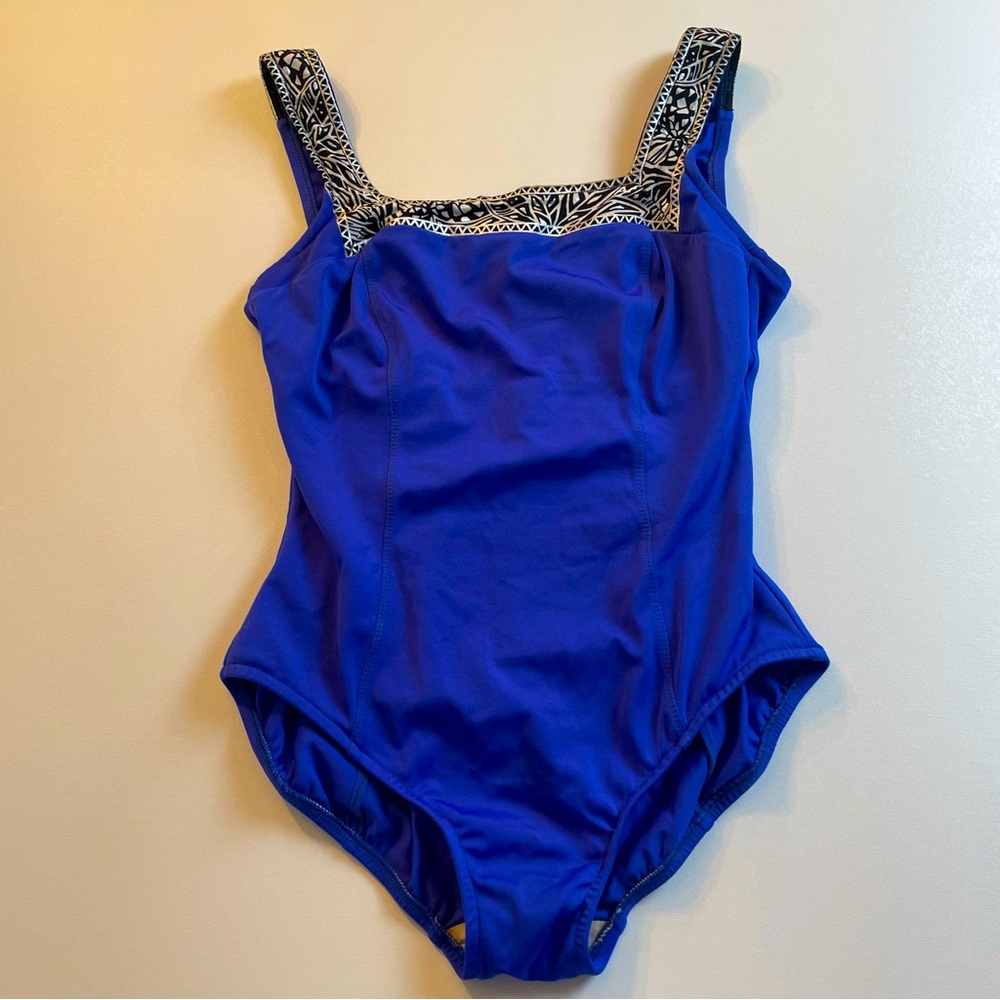 Vintage Roxanne One Piece Bathing Suit Built In Durable Bra Womens Size 16